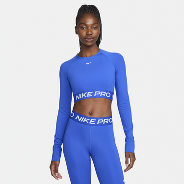 Crop Top Nike Pro 365 Dri-FIT Long Sleeve Cropped Top Modrá | FV5484-405, 0