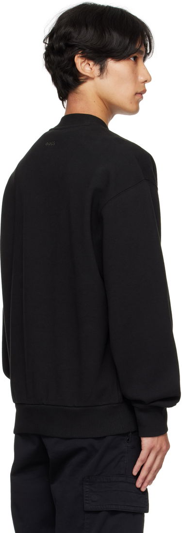 Mikina BOSS Oversized Cotton Blend Sweatshirt Čierna | 50543467, 3