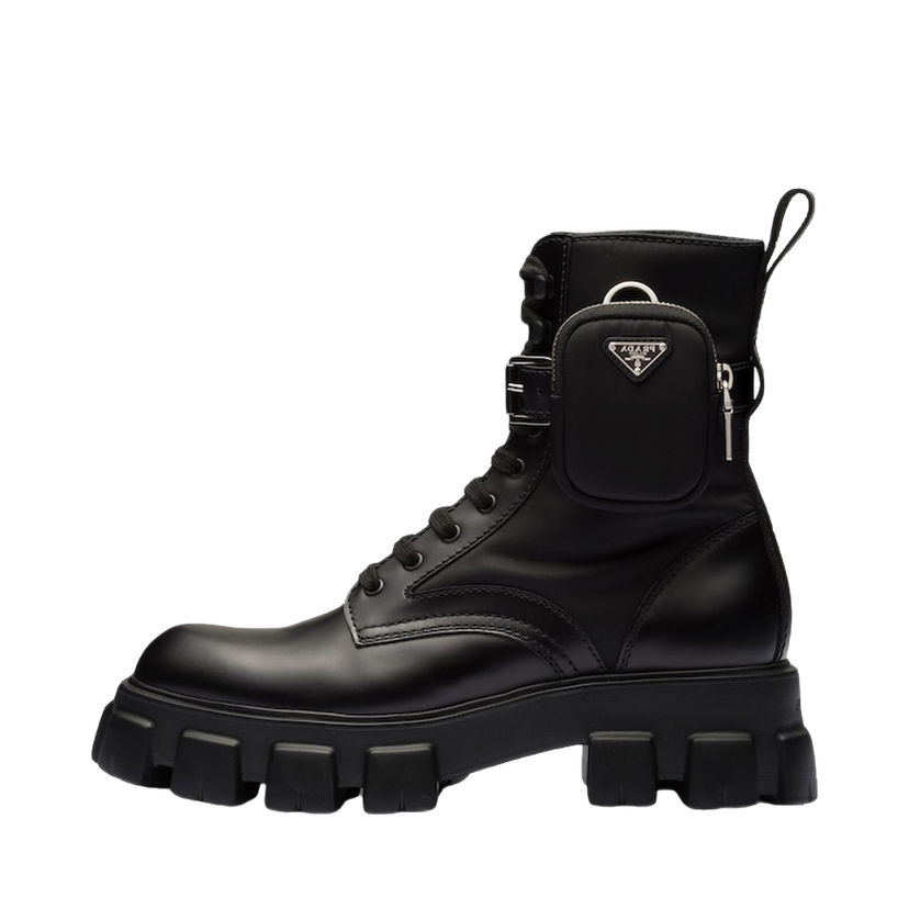 Tenisky a topánky Prada Monolith 55mm Pouch Ankle Boots Black Brushed Leather And Nylon Čierna | 2UE007_3LFR_F0002_F_D002