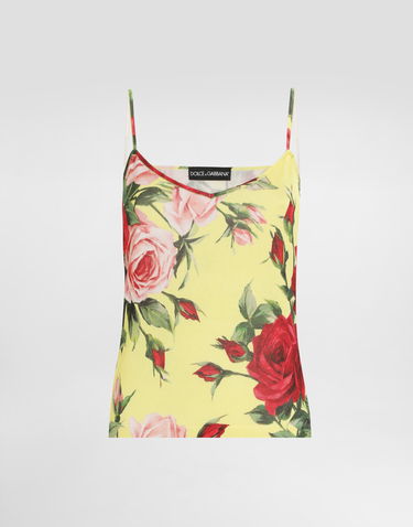 Tielko Dolce & Gabbana Dolce & Gabbana Silk Knit Tank Top With Bouquet Print Žltá | FXT40TJAHLCHG5JD, 0