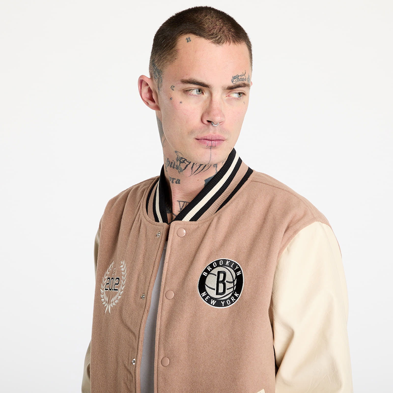 Lifestyle Beige Varsity Jacket