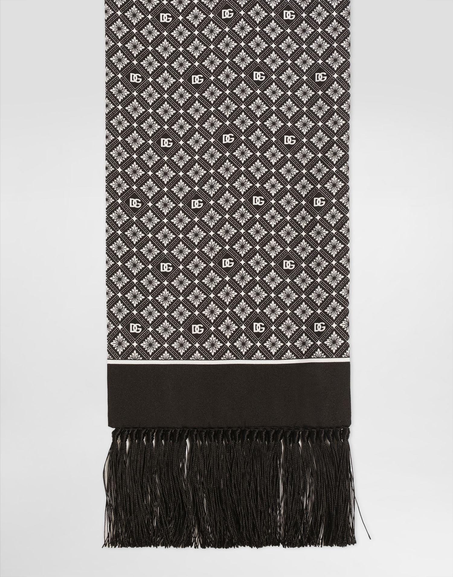 Šál Dolce & Gabbana Silk Scarf With Micro-design And Logo Čierna | GQ369EG0WTBX0800, 1