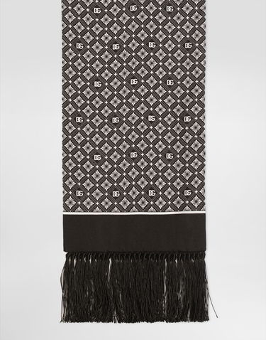 Šál Dolce & Gabbana Silk Scarf With Micro-design And Logo Čierna | GQ369EG0WTBX0800, 1