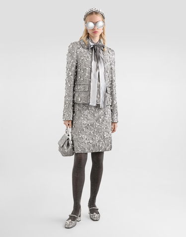 Bunda Dolce & Gabbana Single-breasted Embroidered Jacket With Stones Metalická | F29UEZGDDG9S8400, 1