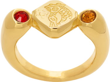 Prsteň Chopova Lowena Gold Rabbit Ring with Red & Orange Crystals Metalická | 6280, 0