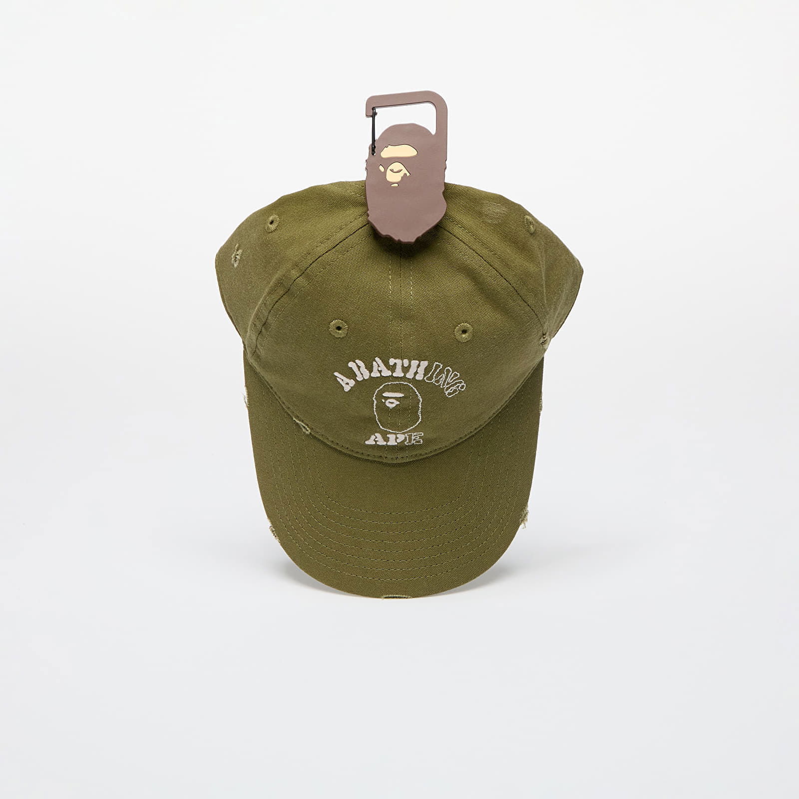 A BATHING APE Worn Out College Cap Olive Drab