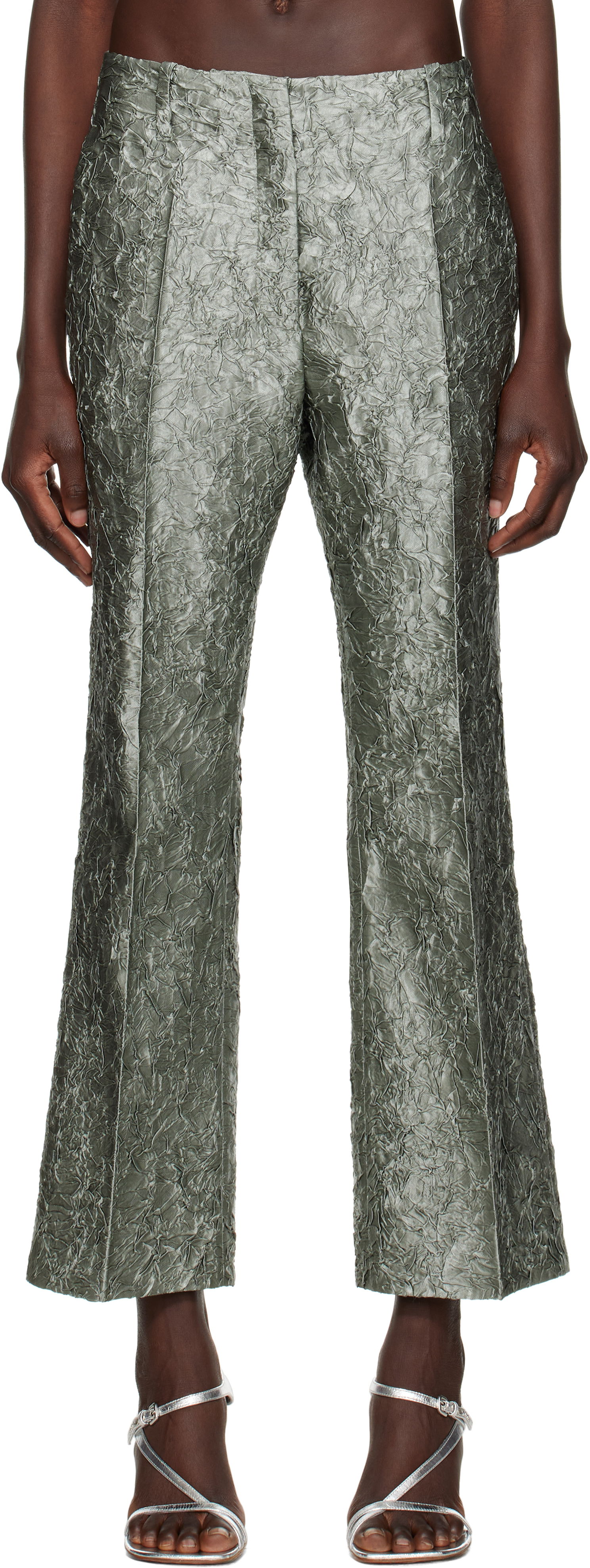 Nohavice Dries Van Noten Dries Van Noten Cropped Viscose Trousers Zelené | 251-010924-1428, 0
