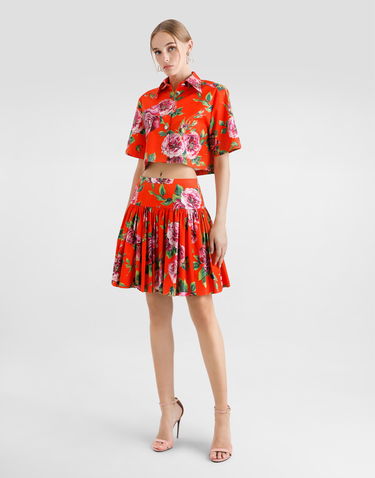 Sukňa Dolce & Gabbana Dolce & Gabbana Antique Rose Print Cotton Mini Skirt Oranžová | F4CFATHS5TIHO5JA, 1
