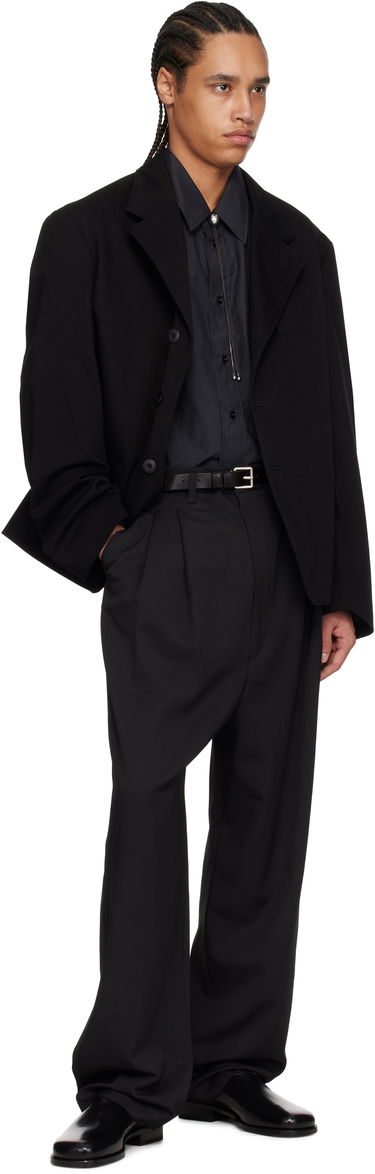 Nohavice LEMAIRE Lemaire Drawstring Pleated Trousers Čierna | PA1168 LF1362, 3