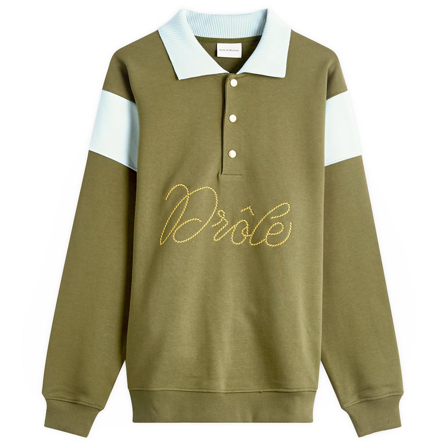 Polo tričko Drôle de Monsieur Drole de Monsieur Logo Braided Polo Shirt Zelené | H-PL154-CO127-LKK, 0