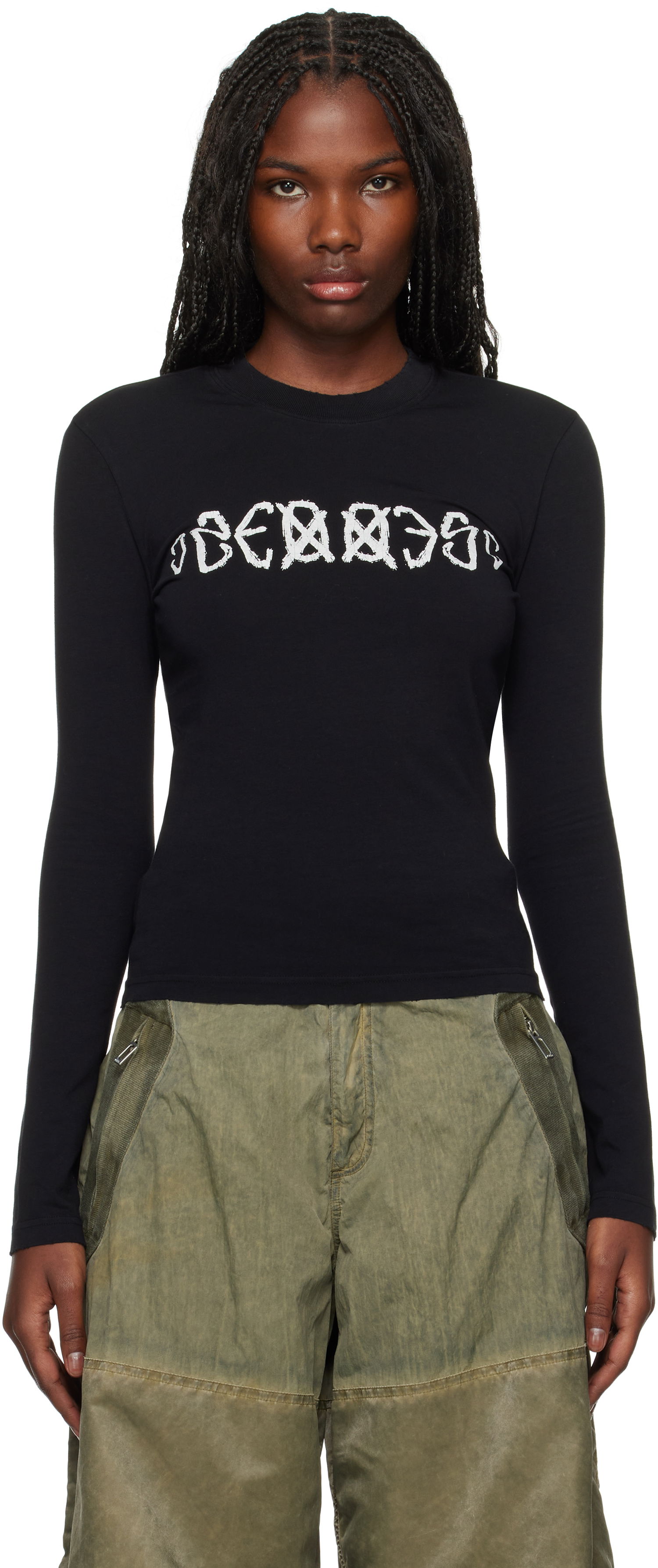 Tričko 032C Fitted Longsleeve T-shirt Čierna | F24-WRC-0281-050, 0