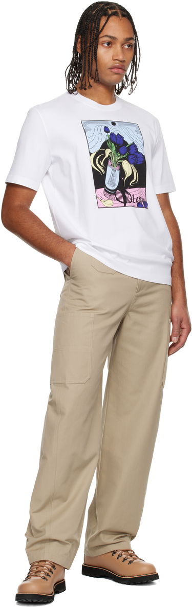 Tričko LANVIN Blue Tulips Vase Print T-shirt Biela | RM-TS0115-J191-E25, 3