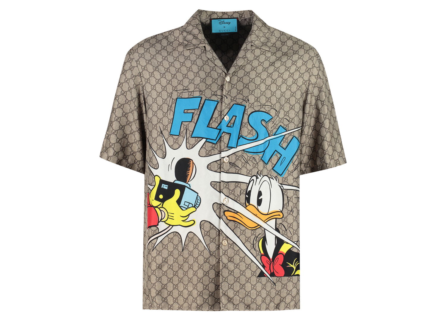 Košeľa Gucci Disney Donald Duck x Monogram Silk Shirt Béžová | 646446ZAGCN2165, 0