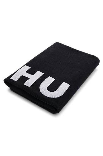 Šál BOSS Cotton Terry Jacquard Beach Towel with Stacked Logo Čierna | 50535803