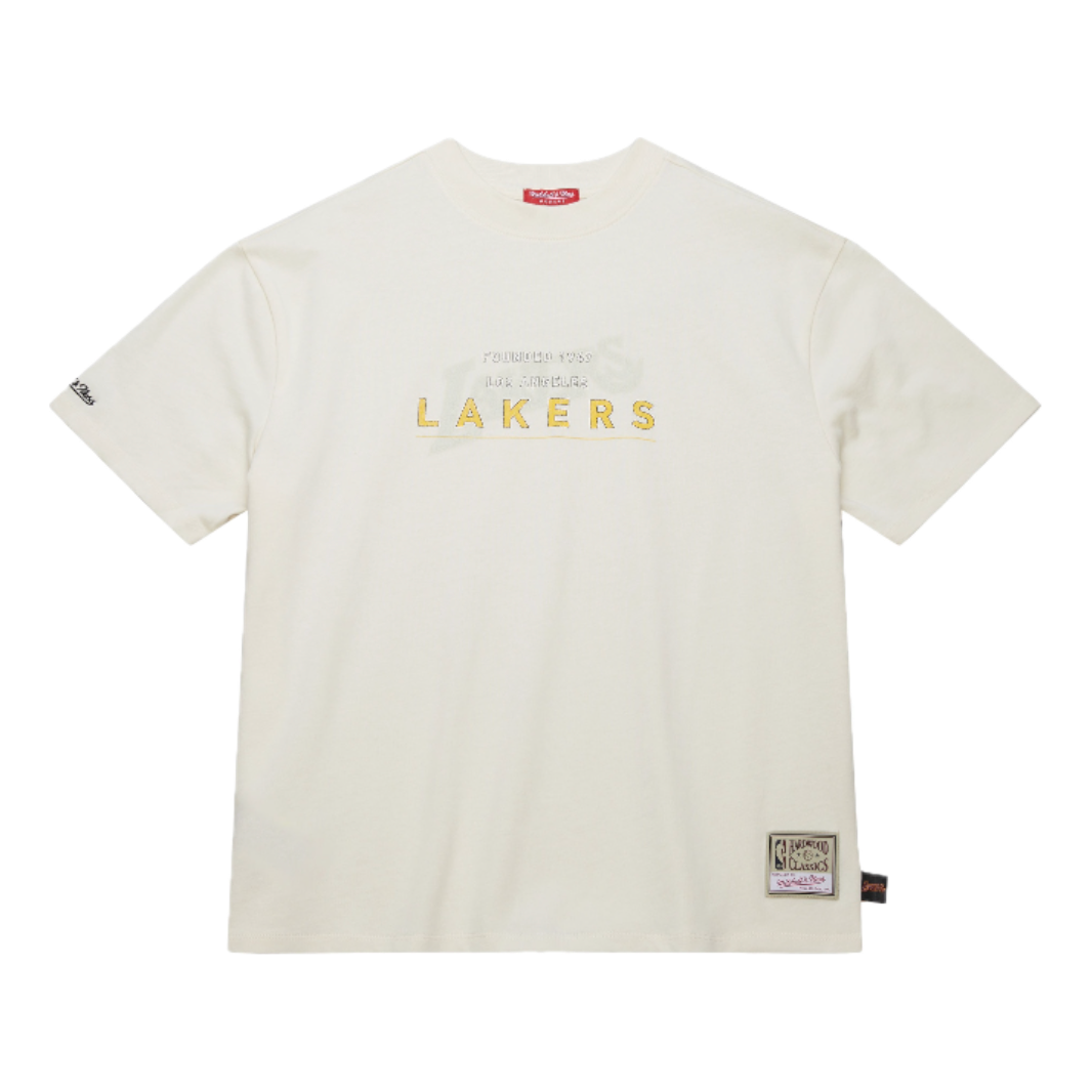 Tričko Mitchell & Ness Mitchell & Ness Lakers NBA Lifestyle T-Shirt Biela | SS10162-LALCREA, 0