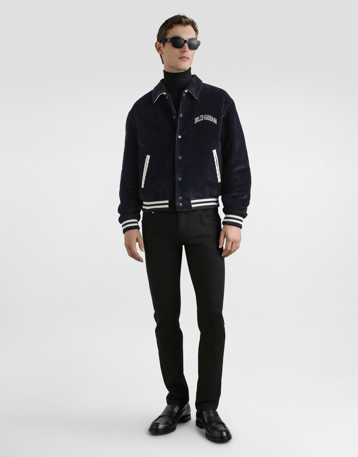 Bomber bunda Dolce & Gabbana Dolce & Gabbana Corduroy Bomber Jacket Navy | G9BPXZFUVLIB0665, 1