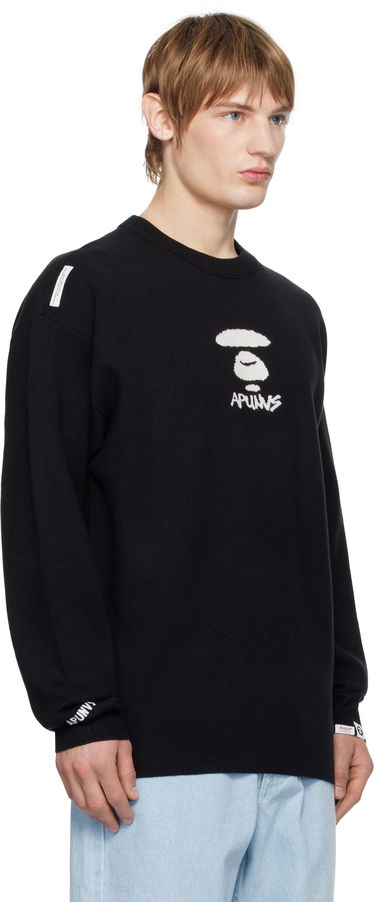 Sveter AAPE by A Bathing Ape AAPE by A Bathing Ape Moonface Logo Knit Sweater Čierna | AAPKNMB371XXNBKX, 1