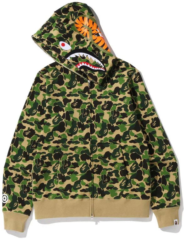 Mikina BAPE Camo Shark Full Zip Hoodie Zelené | 001ZPI201002M-GRN, 1