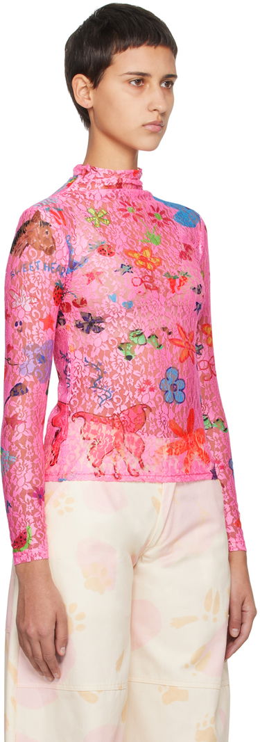 Sveter Collina Strada Collina Strada Thumbtastic Floral Print Mesh Turtleneck Zelené | XX3340, 4