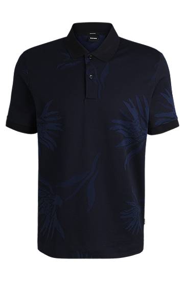 Polo tričko BOSS Floral Jacquard Polo Shirt Navy | 50536756, 0