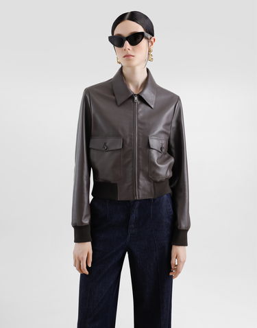 Bunda Dolce & Gabbana Dolce & Gabbana Short Nappa Leather Jacket Hnedá | F9S32LHULWMM3977, 3