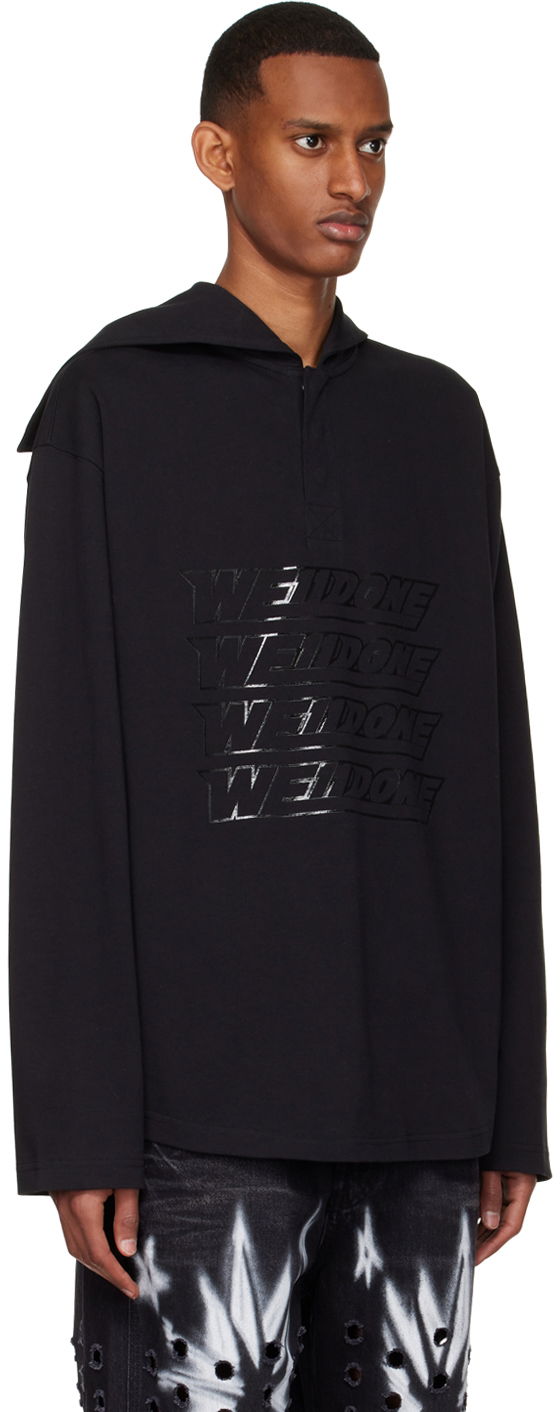 Mikina We11done We11done Embossed-Logo Cotton Henley Čierna | WD-TT1-22-554-U-BK, 1