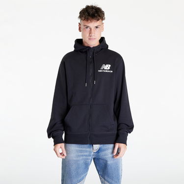 Mikina New Balance Essentials Stacked Full Zip Hoodie Čierna | MJ03558BK, 0