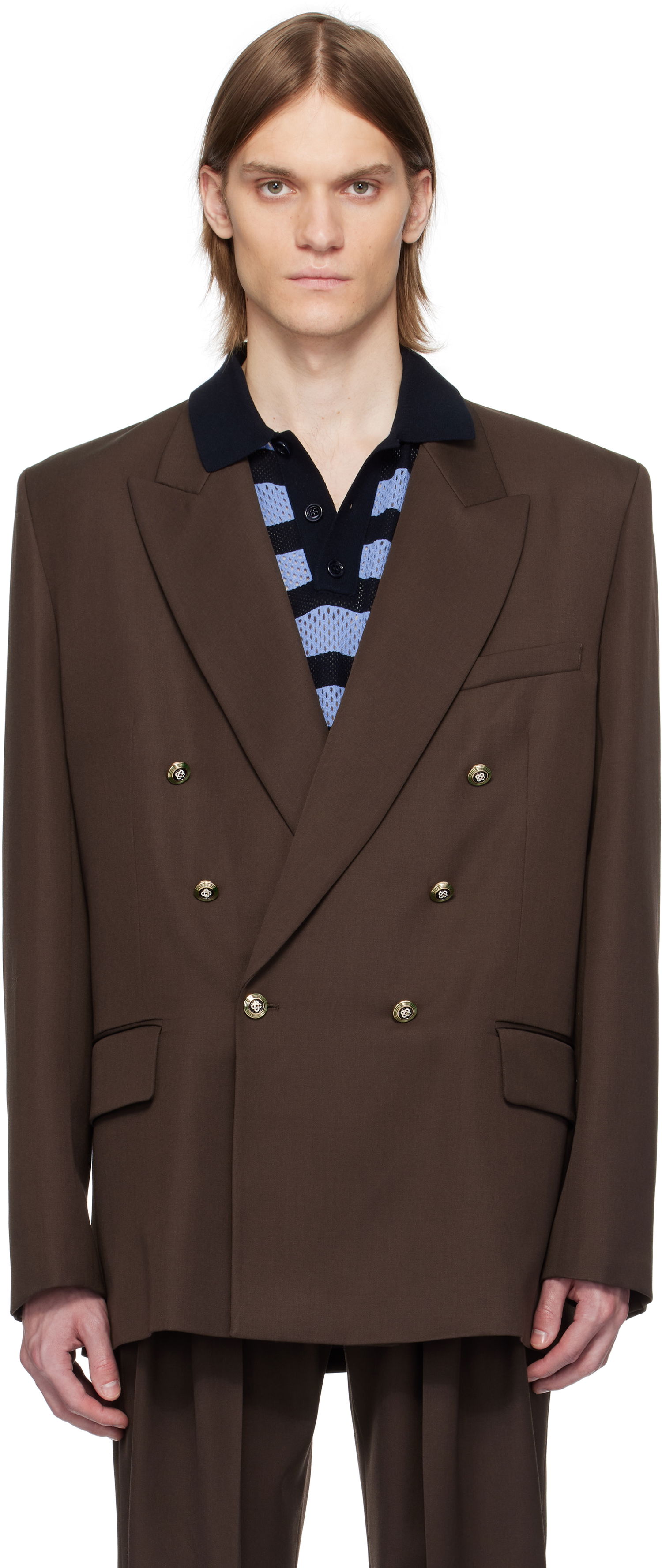 Bunda Casablanca Casablanca Wool Double Breasted Blazer Hnedá | MS25-JK-363-01, 0