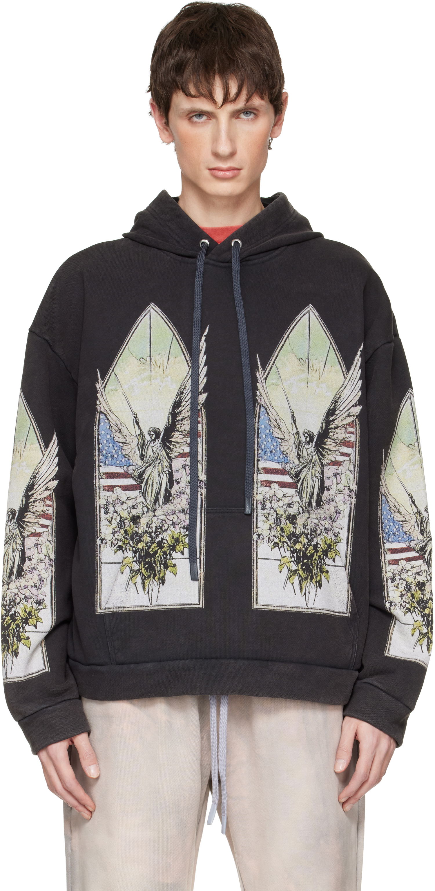 Mikina Who Decides War Demo Stained-Glass Angel Print Hoodie Čierna | 1110100002FW25, 0