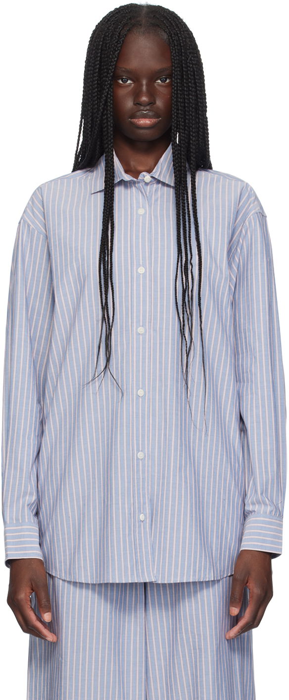 Košeľa Baserange Baserange Ole Striped Long Sleeve Shirt Modrá | SHOL-PO-AU24, 0