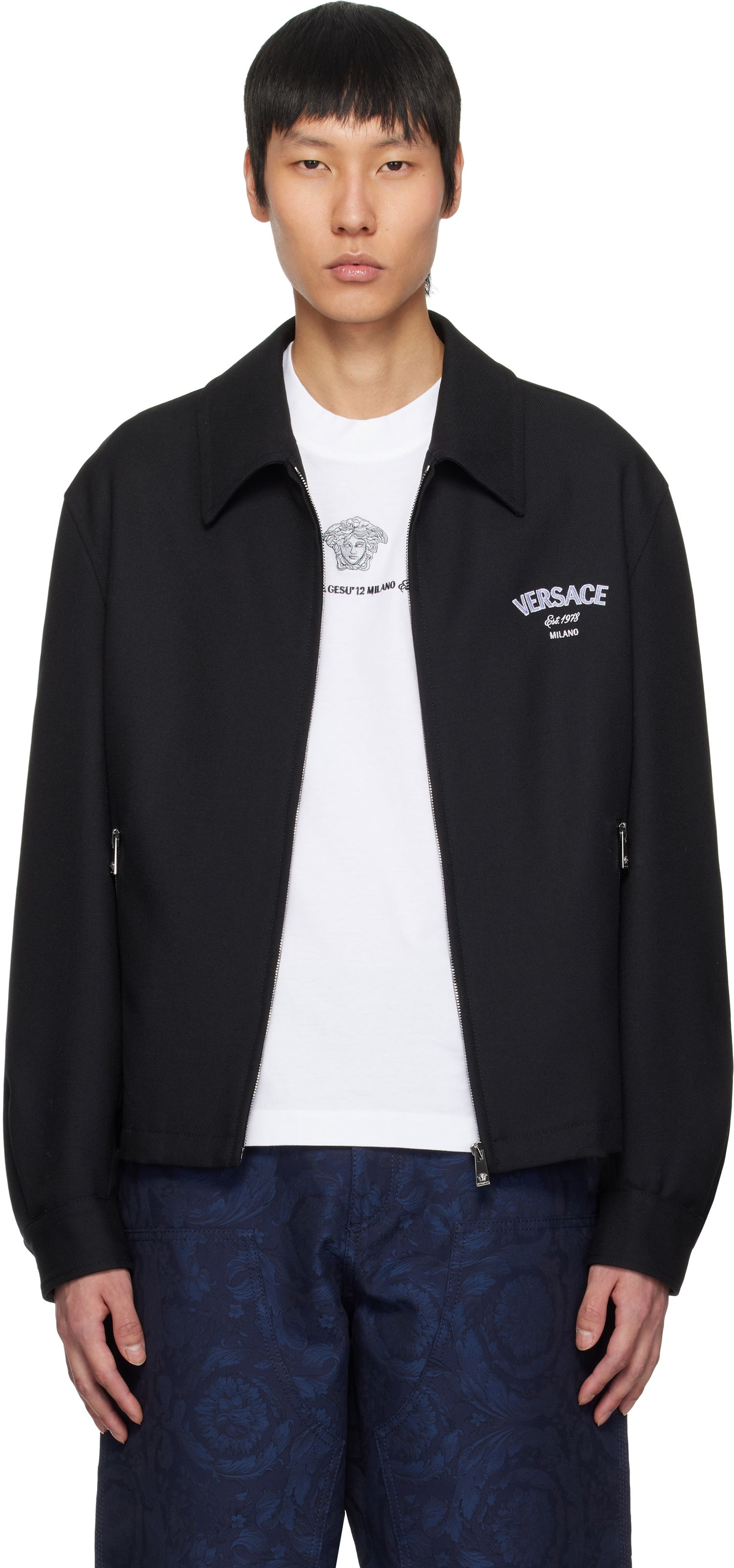 Bomber bunda Versace Versace Medusa Gallery Wool Blouson Jacket Čierna | 1018846_1A13489, 0