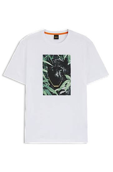 Tričko BOSS T-Shirt with Panther Graphic Biela | 50546362, 0