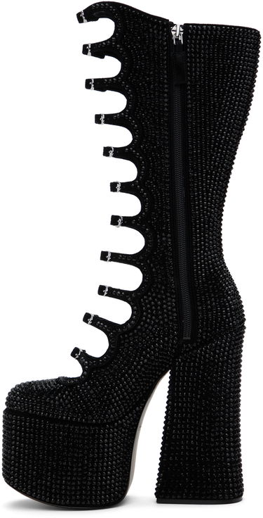 Starostlivosť o obuv Marc Jacobs Marc Jacobs 'The Rhinestone Kiki' Knee-High Platform Boots Čierna | 2P4FBO001F19, 2