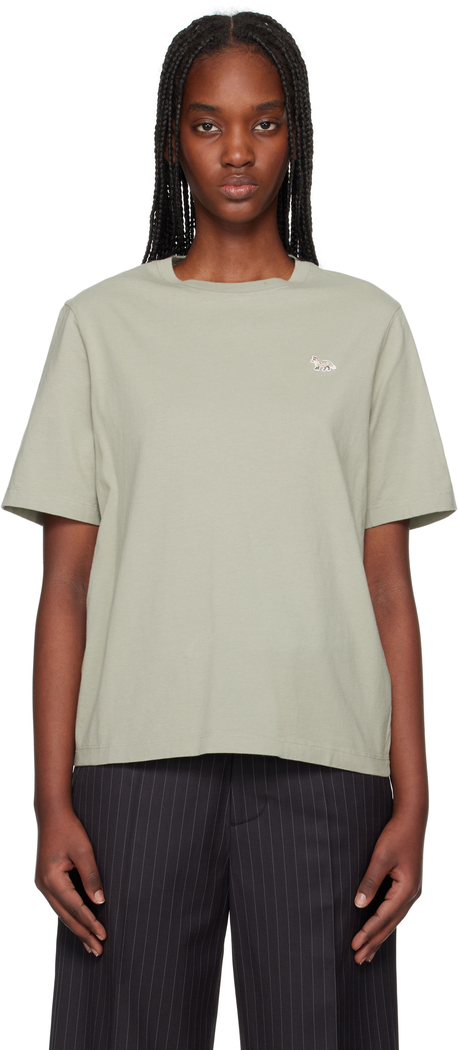 Tričko MAISON KITSUNÉ Maison Kitsuné Baby Fox Patch Comfort T-Shirt Zelené | OW00107KJ0008, 0