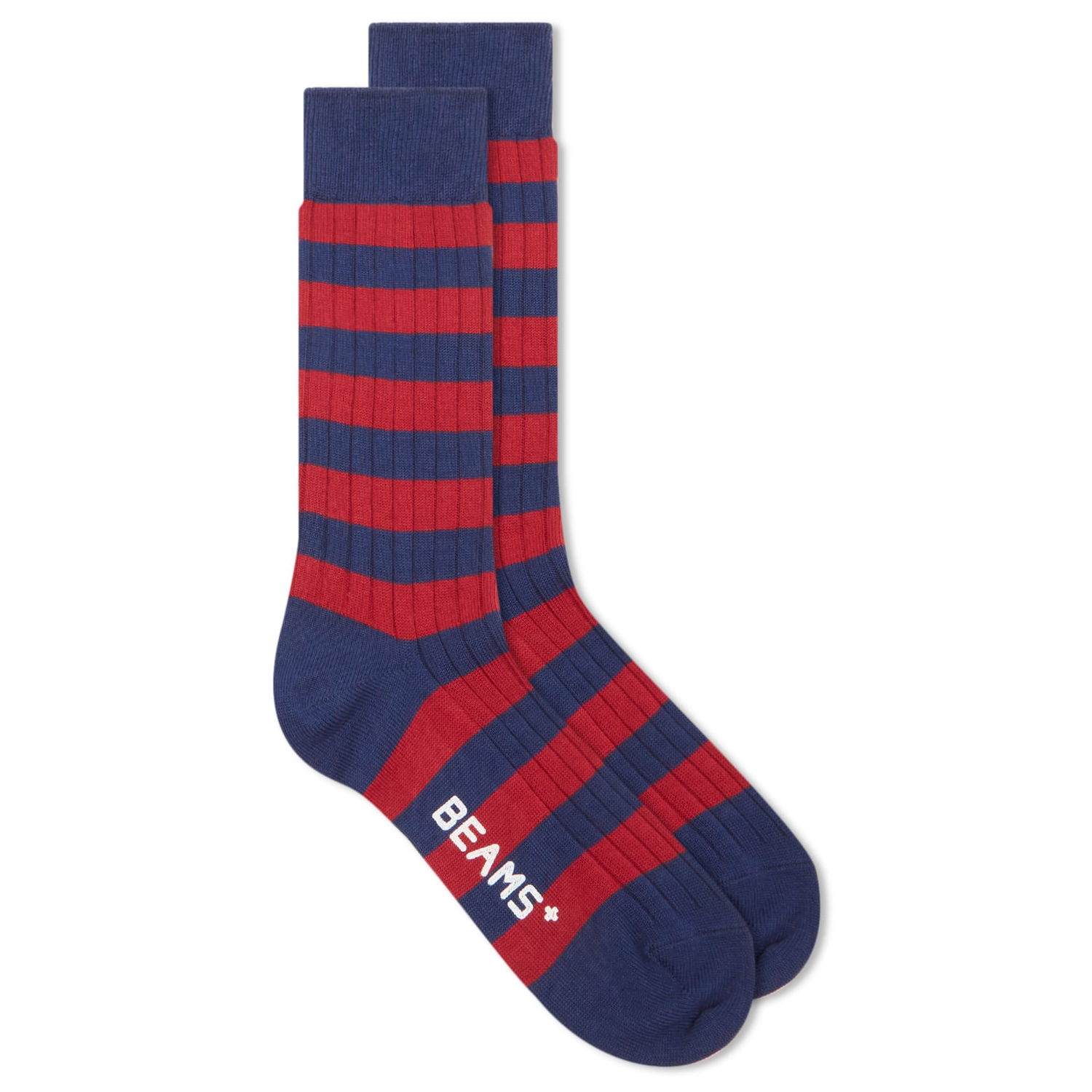 Ponožky BEAMS Beams Plus Rib Stripe Socks Navy | 3843-0012-479-39, 1