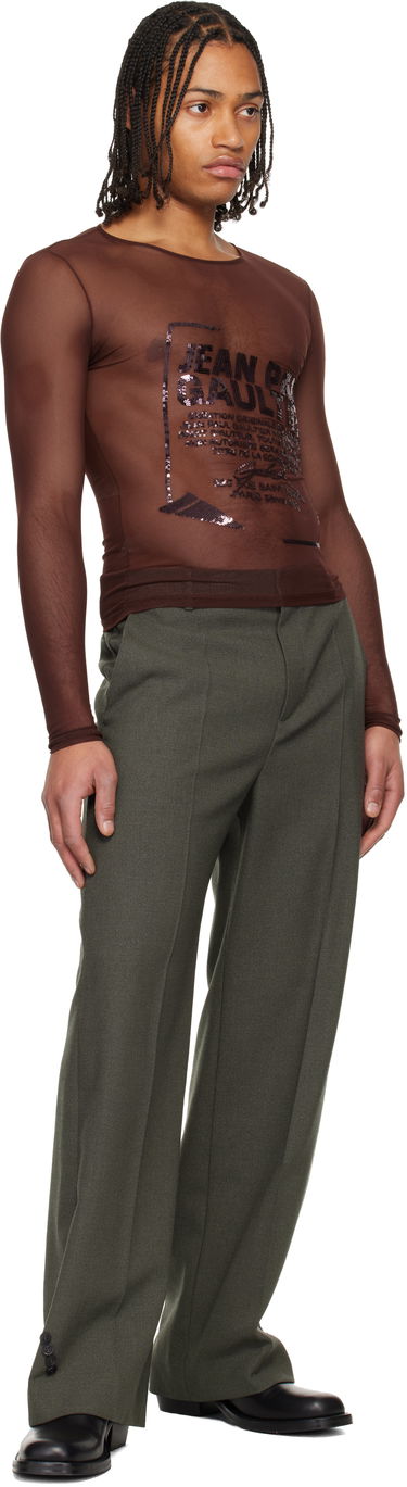 Tričko Jean Paul Gaultier Jean Paul Gaultier 'The Embroidered' Sheer Sequin Mesh Long Sleeve Top Hnedá | 25/04-W-TO381-M001-28, 3