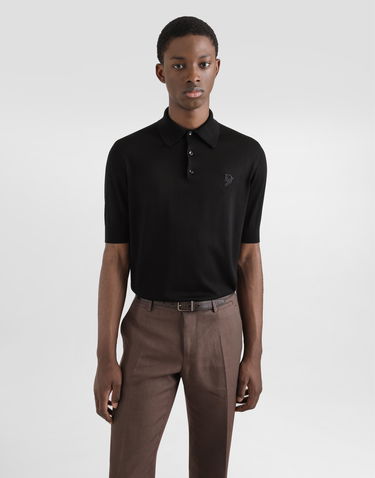 Polo tričko Dolce & Gabbana Dolce & Gabbana Silk Polo Shirt with Logo Embroidery Čierna | GXZ02ZJBSK3N0000, 3