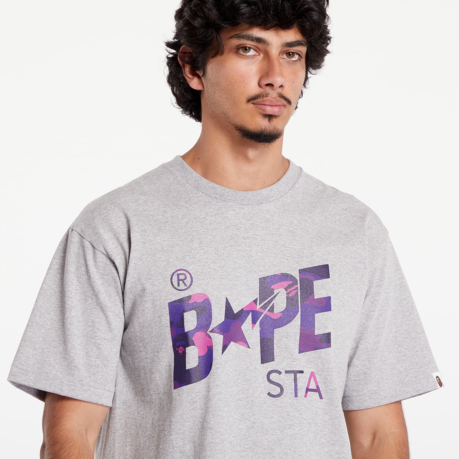 A BATHING APE Color Camo Bape Sta Logo Tee Gray