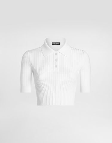 Polo tričko Dolce & Gabbana Dolce & Gabbana Viscose Cropped Polo Shirt Biela | FXZ36TJFMZYW0800, 0