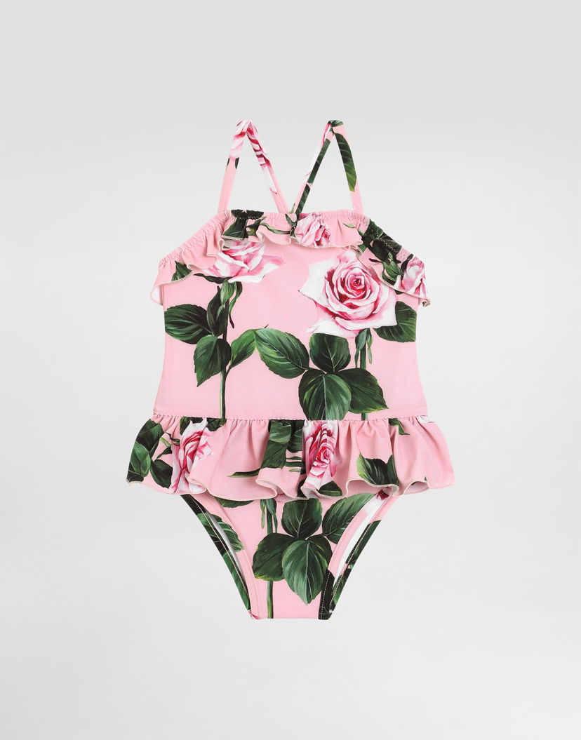 Plavky Dolce & Gabbana Dolce & Gabbana Ruffled Rose-print One-piece Swimsuit Rôznofarebný | L2J861ON04QHF5IZ