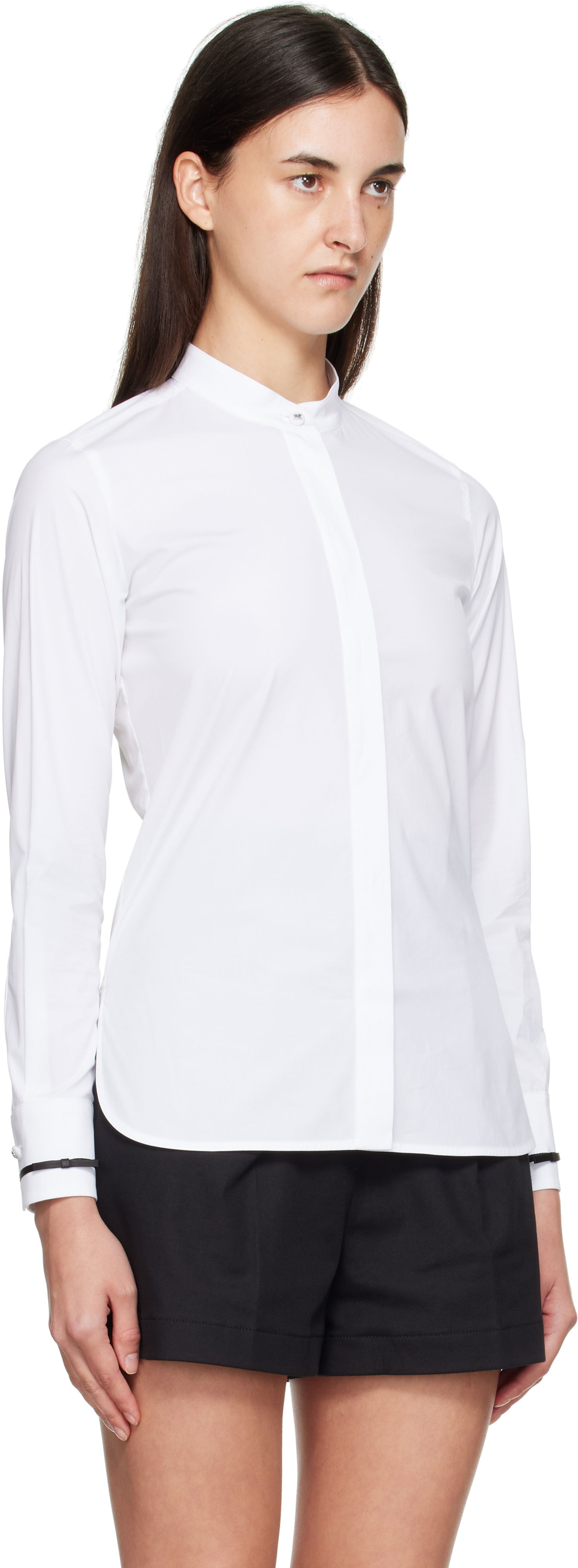 Košeľa Max Mara Max Mara Otranto Stand Collar Long Sleeve Shirt Biela | 2521116041600, 1