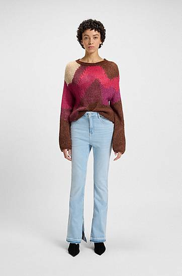 Sveter BOSS Landscape Pattern Knit Sweater Hnedá | 50531285, 1