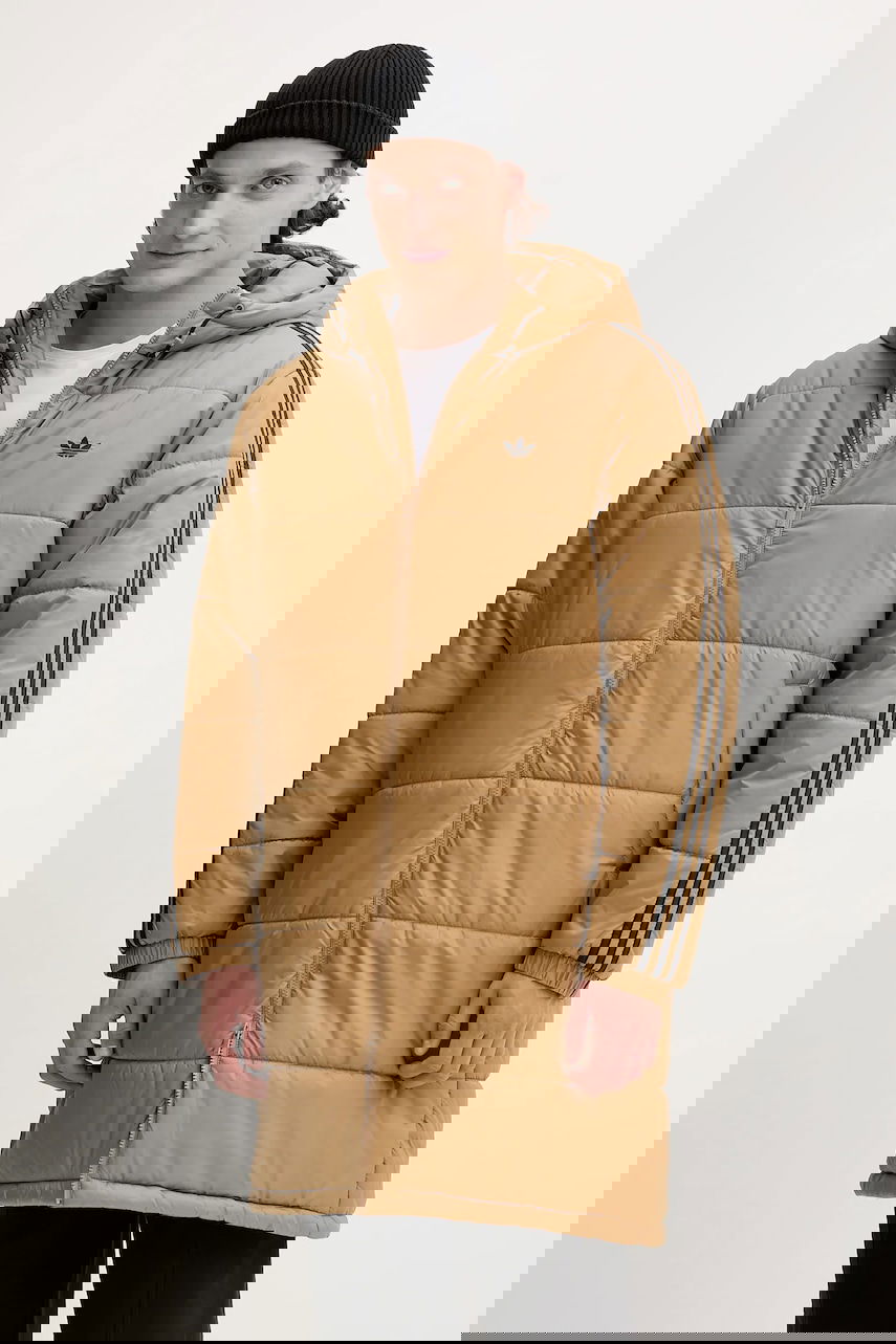 Prešívaná bunda adidas Originals Adicolor Padded Longline Hooded Jacket Hnedá | JW5847, 0