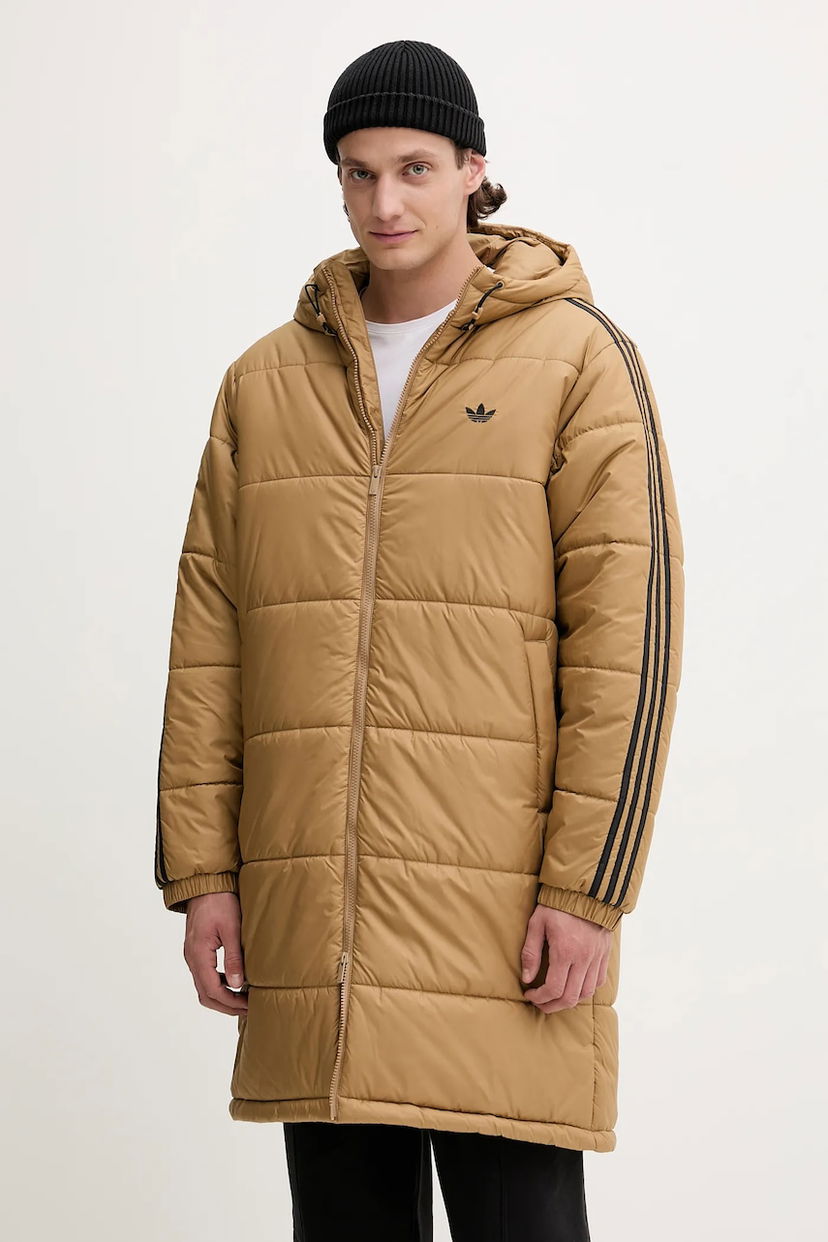 Prešívaná bunda adidas Originals Adicolor Padded Longline Hooded Jacket Hnedá | JW5847