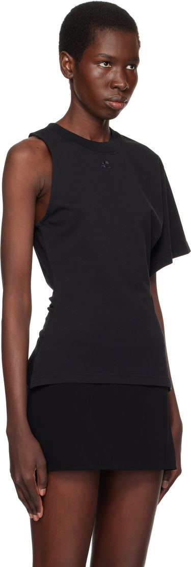 Tielko Courrèges Courrèges Scuba One-Sleeve T-Shirt Čierna | 225JTS201JS0107, 1