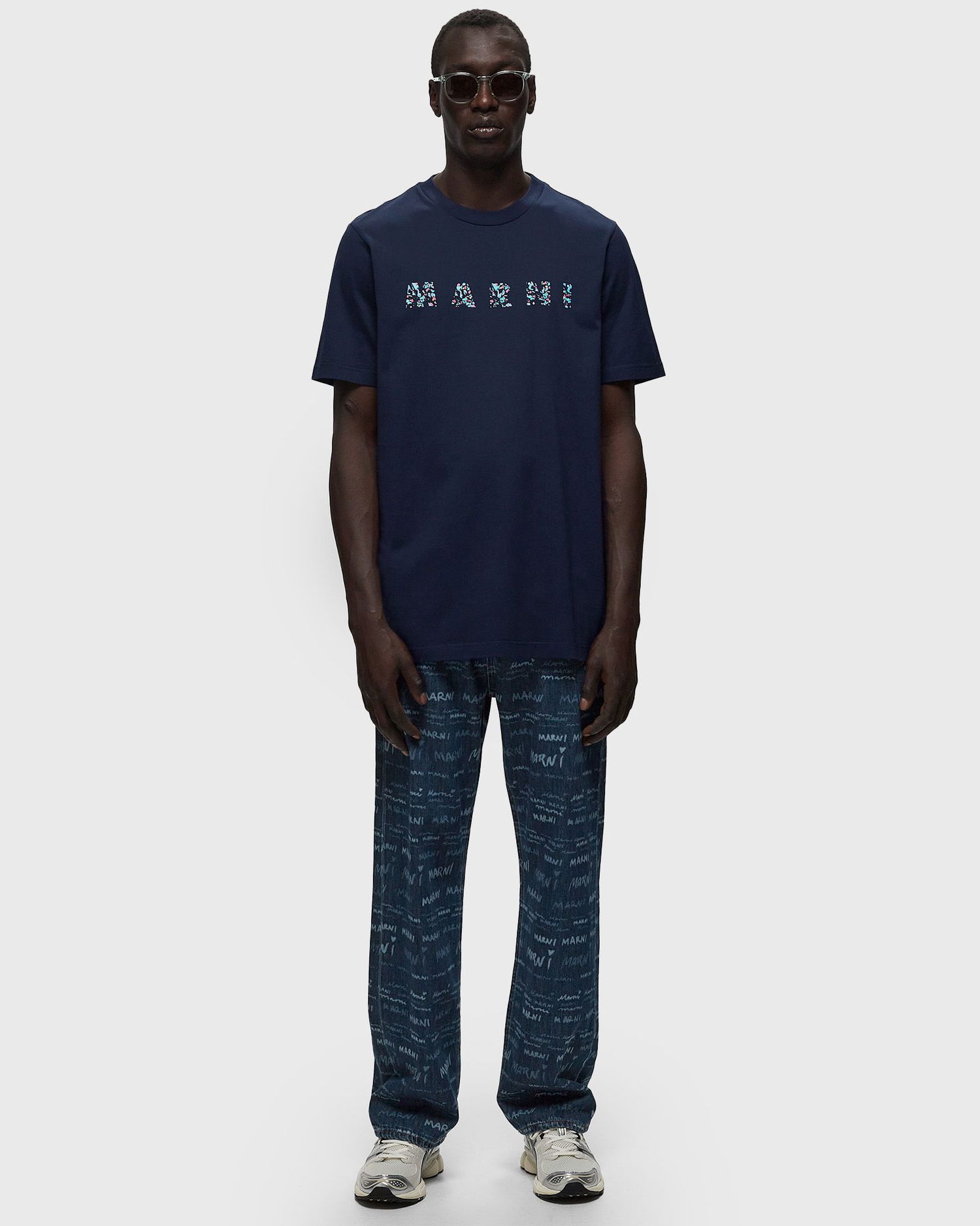 Tričko Marni Printed T-Shirt Navy | HUMU0198PQ USCW21, 1