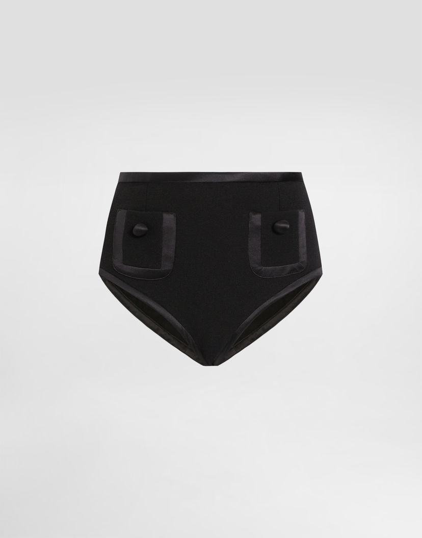 Nohavičky Dolce & Gabbana Dolce & Gabbana High-Waisted Wool Panties Čierna | FTC99TFU2TZN0000