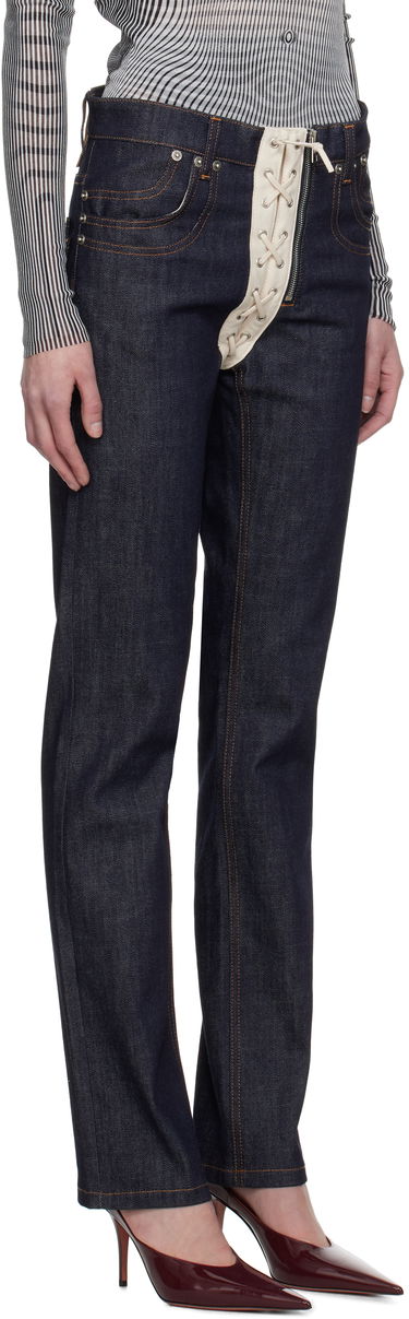 Džínsy Jean Paul Gaultier Jean Paul Gaultier 'The Contrasting Lace-Up Denim' Jeans Modrá | 25/33-F-JE162-D019-5568, 4