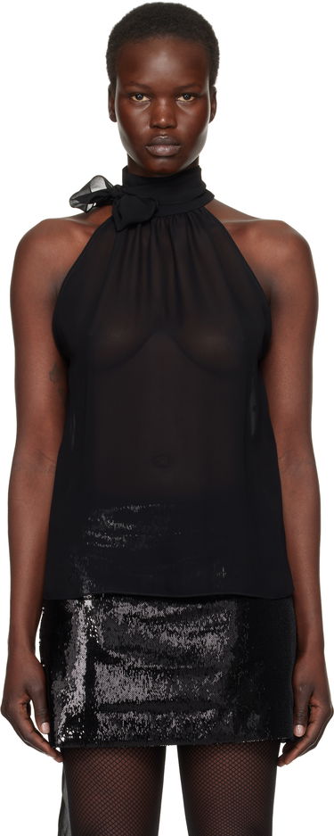 Tielko Tom Ford Silk Georgette Sleeveless Blouse Čierna | CA3291-FAX852, 0