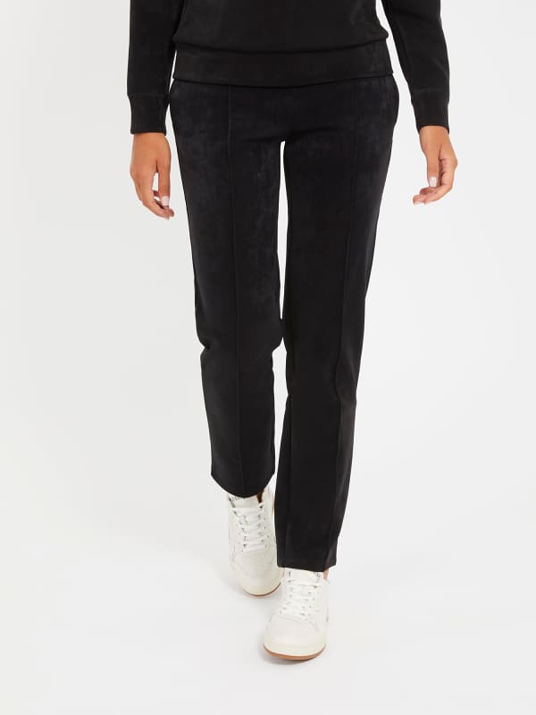 Nohavice a džínsy GUESS Faux Suede Straight Leg Čierna | V3BB00KBC00, 0